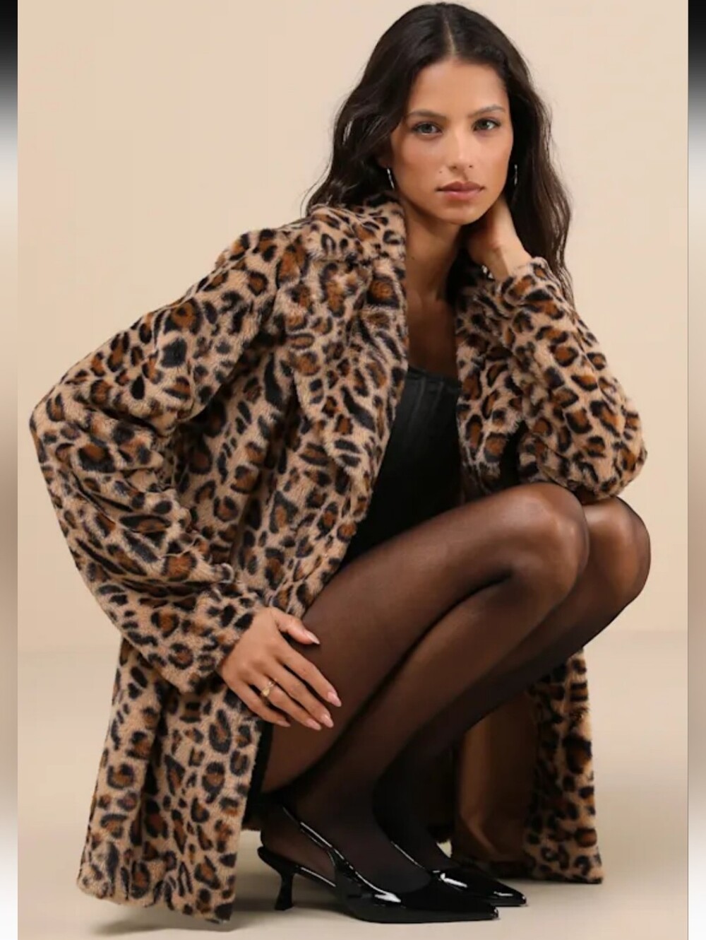 Lulus Cozy Warm Leopard Print Faux Fur Coat Size Medium